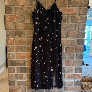 Elegant Black and Tan Midi Dress